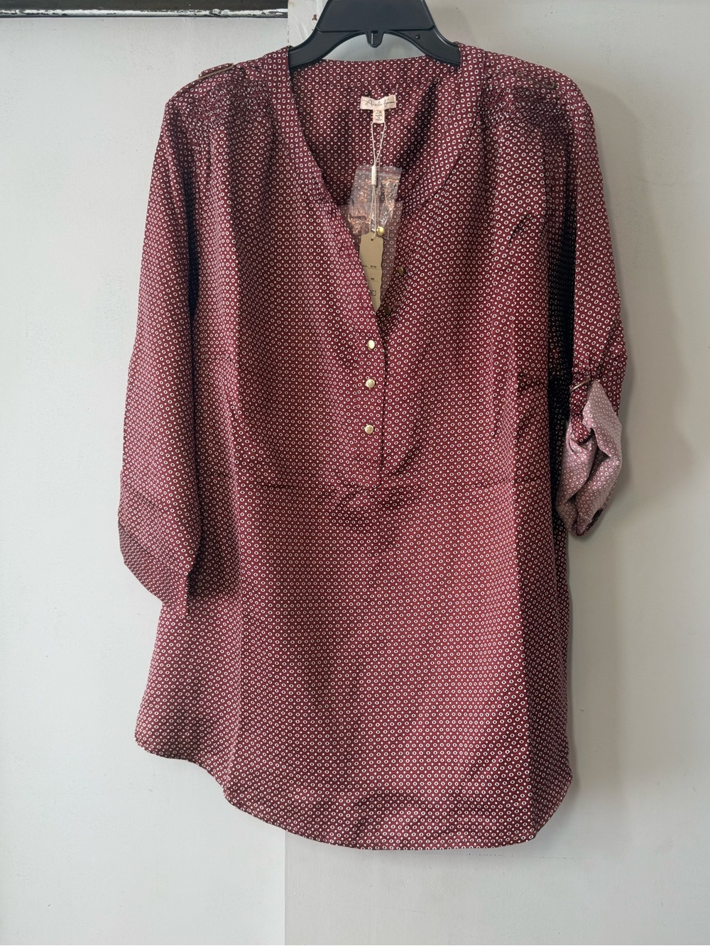 Antilia Femme Burgundy Printed V-Neck Tunic shirt
